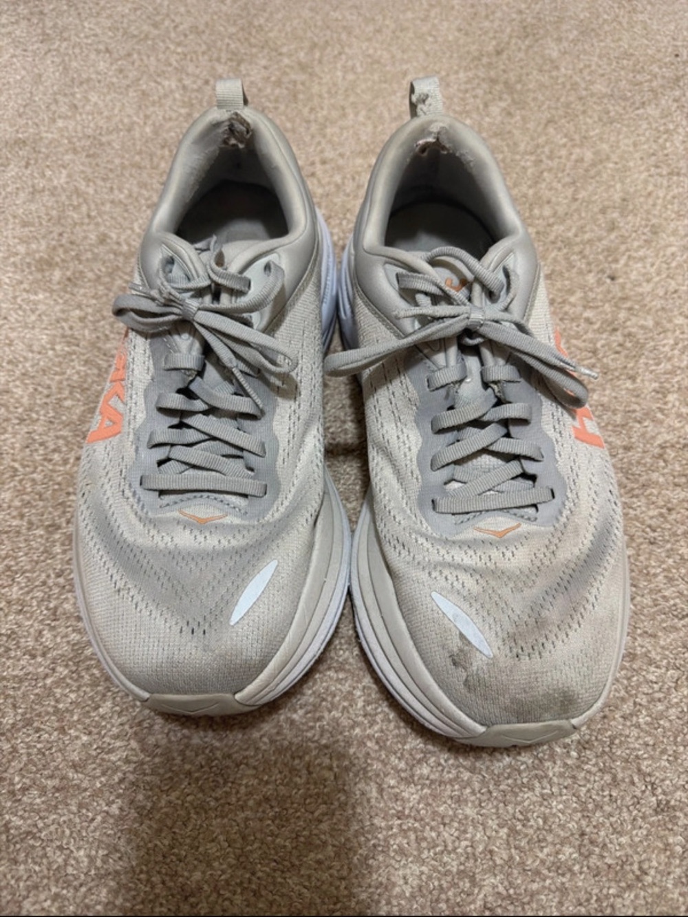 HOKA Gray & Orange Running Shoes